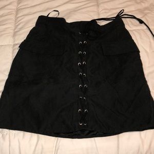 Black skirt with lace up detail on front
